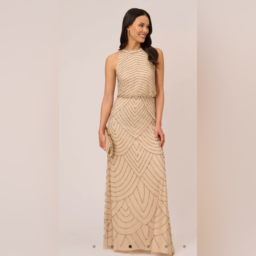 NWT Adrianna Papell Nude Blouson Dress Size 4